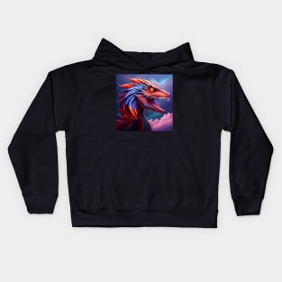 Ferocious Red Dragon with Blue Highlights Kids Hoodie